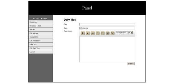 Web Applications: Back-end management 